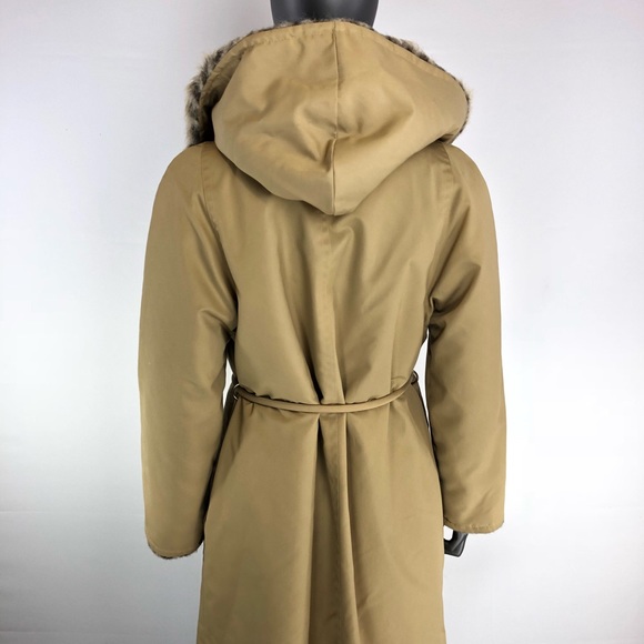 Fur Hooded Trench Coat by Bonnie Cashin Rare Vtg - Picture 7 of 8